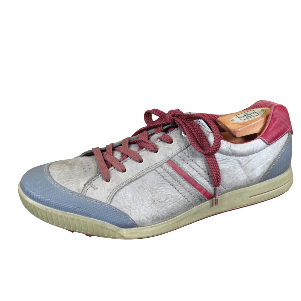 Ecco Biom Hybrid Mens Golf Shoes Size 44 Spikeless Performance Grey Red Leather